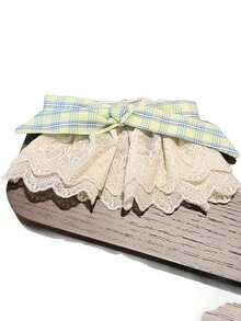 1pc Slouchy Bowknot Lace Ruffle Hairclip, New Minimalist Hair Clip - Multicolor - View 8