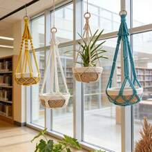 1 buc. Suport pentru plante Macrame, coș de jardinieră suspendat în stil boem, plasă pentru ghiveci de flori țesută manual - excluzând plantele în ghiveci - Multicolor - Vizualizare 1