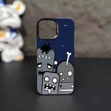 Zombis grises de dibujos animados, moscas nocturnas azul oscuro.funda de teléfono Fundas compatibles con ,Apple,VIVO,OPPO,,, y Honor.Fabricadas en silicona TPU,ofrecen protección contra golpes y caídas. - Negro - Ver 2