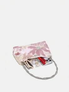 Novachic Twist Crystal Strap, Floral Beaded, Women's Shoulder Bag, Summer Bag, Charming, Elegant & Refined, Understated Luxury, Sparkling Sequins, Luxurious Shine, Women's Shoulder Bag, Evening Clutch, Perfect For Party Girls, Ladies, Brides, Suitable For Parties, Weddings, Galas, Formal Events - Pink - View 5