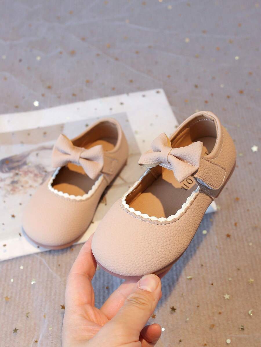 1 par de zapatos de princesa para niñas 2025, suela blanda antideslizante, bailarinas rosas de primavera/otoño con moño para niños