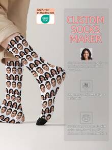 1 Par de Calcetines Personalizados con Patrón de Rostro, Calcetines Personalizados con Foto, Calcetines Divertidos Personalizados con Rostro, Calcetines Personalizados con Patrón, Imprime Cualquier Imagen de Rostro en los Calcetines, Regalo de Aniversario, Regalo del Día de San Valentín, Regalo de Cumpleaños Único, Regalo Coleccionable Personalizado - Multicolor - Ver 10
