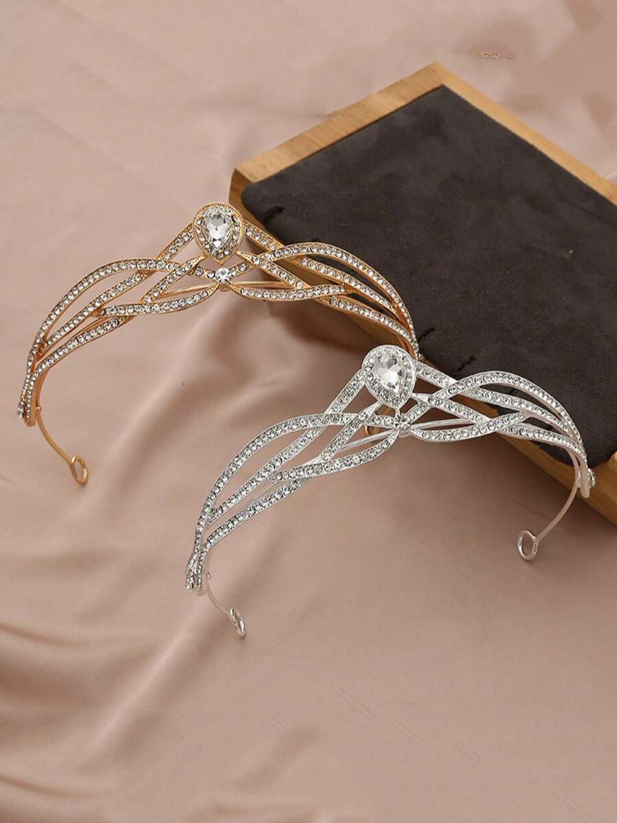 1 chiếc vương miện pha lê thanh lịch, kiểu dáng châu Âu và Mỹ, phụ kiện tóc cưới. - Nhiều màu - Xem 1