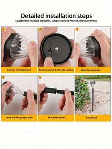 2个太阳能LED草坪灯，暖白光LED路径灯，椭圆形瀑布图案，耐用ABS材质，扁平安装设计，易于安装，适用于花园、庭院、走廊、草坪、景观、走道，防水 - 草坪燈 - 查看 11