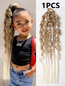 Tóc giả đuôi ngựa dài 24 inch, kiểu ombre, phồng, tết bong bóng, có dây chun, dành cho bé gái và trẻ em (1 chiếc). - Nhiều màu - Xem 11