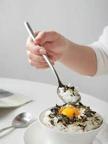 304 Stainless Steel Korean Style Rice Spoon, High-Quality Ins Aesthetic Long Handle Spoon, Household Dining Spoon, Soup Spoon, Mixing Spoon - View 3