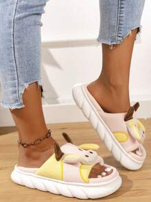Women's Cute Cartoon Milk Cow Home Slippers Four Seasons Indoor Home Sandals Cotton Couple Linen Slippers Funny Shoes For Christmas And Valentine's Day Gifts For Lover - Hồng - Xem 4