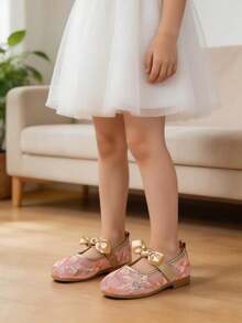 Giày công chúa thêu kiểu cổ điển cho bé gái, giày Mary Jane đế mềm thoáng khí bằng lưới mùa hè 2026, giày bệt biểu diễn cho bé. - Hồng - Xem 2