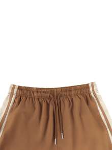 1 pièce Pantalon de sport ample et décontracté pour hommes, convient pour les vacances à la plage au printemps/été, les trajets quotidiens, l'entraînement sportif, la course, les activités extérieures, la musculation, la mode de rue décontractée, jambe droite rayée - Tabac - Voir 4