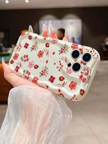 1 pieza Funda de teléfono vintage blanca con estampado de flor, insecto y lirio, de material TPU, adecuada como regalo de vacaciones, compatible con Apple iPhone Xs/Xs Max/Xr/11 12 13 14 15 16 Pro/Pro Max/14 15 16 Plus/17, unisex - Multicolor - Ver 4