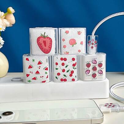 5 chiếc ốp bảo vệ sạc Apple 20W, bao bảo vệ đầu sạc 18/20W, hình quả dâu tây.