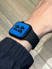 1条男女通用运动硅胶表带，兼容38mm、40mm、41mm、42mm、44mm、45mm、46mm、49mm手表，Ultra 1/2/3 SE替换表带（仅表带） - 黑色 - 查看 2