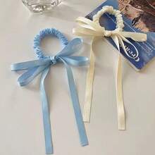 4pcs Ballet Style Bowknot Ribbon Hair Ties, Korean Cute Double Ponytail Elastic Hair Bands - Multicolor - View 10
