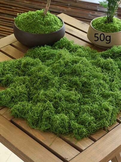 1件装清新自然风格绿色人造苔藓植绒仿真材料，50克/100克，逼真景观覆盖，微景观布置，盆栽装饰，草坪点缀，家居装饰，适用于窗台、桌面，新年、复活节、毕业季、母亲节礼物
