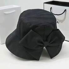 1 pieza Sombrero de sol con lazo decorativo, ala ancha para protección solar al aire libre en primavera/verano - Caqui - Ver 4