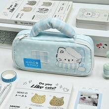1件装冬季围巾和小猫手提笔袋，可爱高品质灵感学生大容量收纳袋 - 小貓手提筆袋 - 查看 4