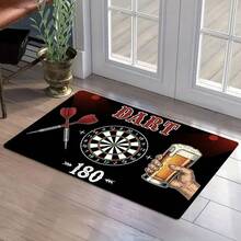 1pc Dart Theme Printed Floor Mat, Dart Board & Beer Creative Pattern Design, Home Entertainment Decorative Mat, Non-Slip Bottom, Flexible Wear-Resistant & Dirt-Resistant Material, Machine Washable, No Fading Or Deformation - Multicolor - View 3
