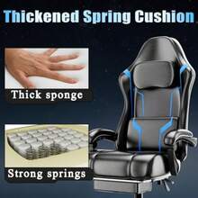 Ergonomic Gaming Chair with Footrest PU Leather Video Game Chairs for Adults 360°Swivel Adjustable Office Chair Gamer Chair Comfortable Computer Chair for Heavy People Blue - Azul - Ver 5