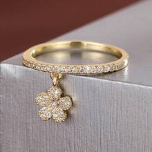 1枚花卉图案立方氧化锆镶嵌女式戒指 - 彩色 - 查看 14