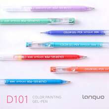 6pcs/9pcs Langqi Wonderful Painting Gradient Color Pens/Highlighters, 0.5mm Tip, Transparent Barrel, Suitable For Drawing, Marking, Student Notes, Sketching, Handbook Making, Office Use - Multicolor - View 6