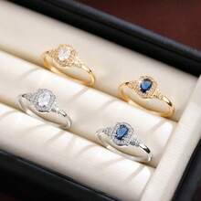 1枚极简几何方形设计立方氧化锆女士戒指 - 彩色 - 查看 5