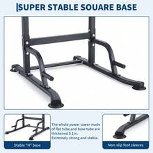 Adjustable Power Tower Dip Station Pull Up Bar Stand – Multi-Function Strength Training Equipment – 400LB Capacity For Home Gym – Pull-Ups, Dips, Knee Raises - Black - View 7