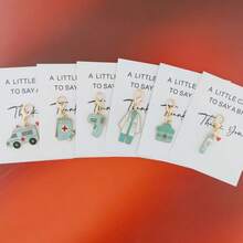 12pcs/6sets Nurse Medical Theme Keychain Set, Comes With Thank You Card - Nurse Doctor Appreciation Gift, Christmas Gift For Medical Workers, Hospital Staff, Thanksgiving, New Year Gift, Ideal Classic Gift And Decoration For International Nurses Day, Perfect Bag Charm, Car Key Chain Gifts For Mother, Father, Graduation, And Teacher - Multicolor - View 7