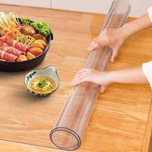 1.0mm High-Definition Transparent PVC Odorless Desk Mat, Heat-Resistant, Washable Crystal Table Cloth, Soft Glass Dining Table Mat - White - View 9