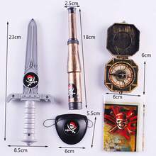 5PCS Costume Party Performance Props Compass, Map, Knife, Eye Mask, Telescope. Suitable For Party, Ball, Performance, Pirate Role Play Costume Props - Multicolor - View 5