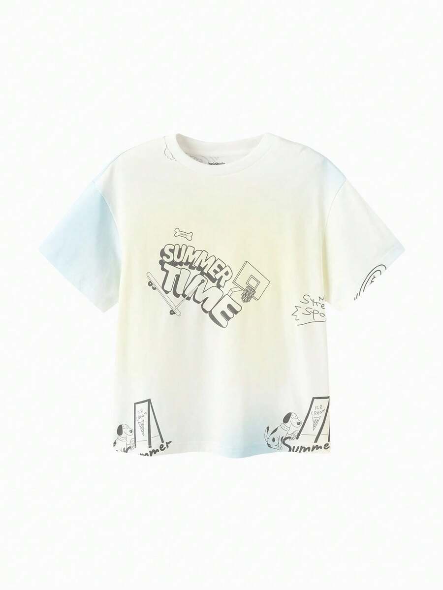 Balabala Áo thun nhanh khô mùa hè 2026 cho bé trai, chất liệu thoáng mát, nhẹ, cotton, thích hợp mặc hàng ngày. - Tông màu trắng - Xem 1