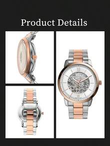 Fossil Neutra ME3196 Men's Stainless Steel Automatic Mechanical Watch With White Skeleton Dial - White - View 5
