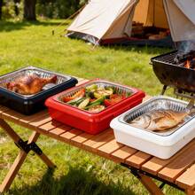 JIASLING Classic Aluminum Foil Pan Carrier With Lid - Elevated Food Serving Tray - Portable Casserole Carrier With Lid - Hosting Essentials - 白色 - 查看 2