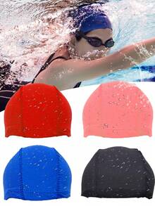 Bonnet de bain noir imperméable pour le fitness, bonnet de bain en tissu, bonnet de bain en tissu confortable sans pression, tissu à haute élasticité qui ne comprime pas la tête, bonnet de bain haut de gamme - Multicolore - Voir 3