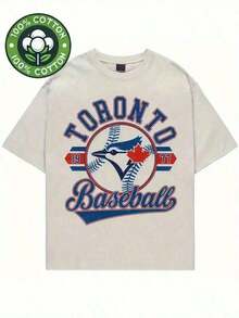 Men's EST 1977 Toronto Baseball T-Shirt-Heavy Cotton Retro Logo And Maple Leaf Design, Regular Short-Sleeved Casual Sports Style Clothing. - 白色 - 查看 6