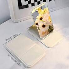 Espejo de maquillaje compacto y plegable de 3 colores (blanco, rosa, negro), espejo de escritorio portátil para estudiantes, unisex, conveniente para viajes y uso en el hogar - Multicolor - Ver 7