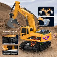 Flydog Excavadora Control Remoto 2 en 1 Cargadora 1:20 Luz y Sonido Recargable - Mostaza Amarilla - Ver 6