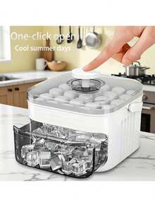 LAISONWARE 1 pieza Molde de cubitos de hielo de doble capa grueso con cucharón, apto para refrigerador y congelador | Molde de hielo de cocina duradero, apto para mini refrigerador/enfriador - Multicolor - Ver 2