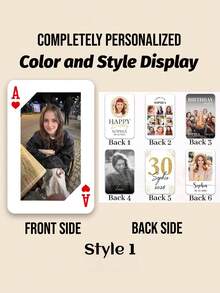 Luxury Personalised Playing Cards,Custom Playing Cards With Box,Create Your Own Deck Deck,Custom Photo Playing Cards,Gold Glitter Style,Compact Size,Durable, - Multicolor - View 12