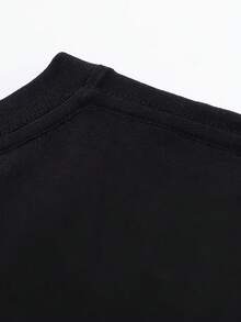 Camiseta gráfica de manga corta y cuello redondo para damas de talla plus relajada, con diseño de rama de limón, perfecta para verano y primavera - Disponible en tallas plus - Negro - Ver 5