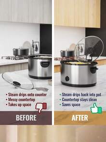 1 Pc Slow Cooker Lid Holder / Universal Rice Cooker Lid Storage Rack No Hand Washing Required - Black - View 4