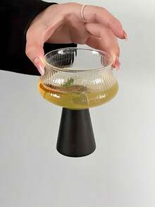 1pc Creative Luxury Wood Leg Glass Cup, High-End Niche Juice Cup, Wine Glass, Champagne Glass, Suitable For Water, Milk, Oatmeal, Tea, Juice, Coffee, Beverages, Applicable For Cafe, Home, Restaurant, Party, Ball, Office, Father's Day Gift, Mother's Day Gift, Gift For Friends, Boyfriend/Girlfriend, Family, Teachers, Colleagues, Halloween Gift, Christmas Gift - Multicolor - View 4