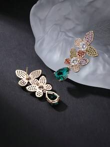 1 Đôi bông tai hình bướm đính đá Cubic Zirconia sang trọng, kiểu dáng trang sức đồng, thích hợp cho váy dạ hội, đám cưới, tiệc tùng. - Loại bướm - Xem 4