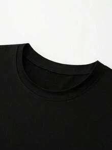 Men's Graphic T-Shirt With Slogan - Black - View 4