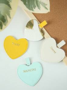 1 pieza Espejo compacto personalizado con nombre de acero inoxidable, espejo monograma personalizado con forma de corazón a prueba de roturas, con funda de piel sintética, mini espejo portátil irrompible para maquillaje, bolso, viaje, mejor regalo para boda para mujeres y niñas - transparente - Ver 6