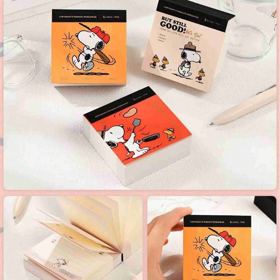 SNOOPY 1本2026年超火爆史努比便签本，经典卡通风格，治愈系文字，美不胜收！纸张厚实光滑，内页带有横线，书写舒适，不易渗墨。可用作留言板、便签本和装饰笔记本，适合学生、派对成员和上班族使用。 - 彩色 - 查看 1