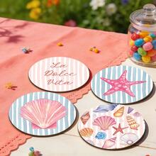 4/12/100 chiếc Đế lót ly bằng gỗ chủ đề mùa hè, chống trơn trượt và chịu nhiệt, hoàn hảo để đựng cà phê hoặc tinh dầu thơm. Bạn có thể đặt chúng trong bếp hoặc trên bàn ăn, hoặc dùng làm quà tặng. - nhiều màu - Xem 10