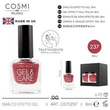 COSMI MILANO Made In The UK. One 8ml Gel Polish. Hydrating And Nourishing Nail Treatment. Professional Salon-Quality Glossy Finish With A Glossy Glass Effect And Natural Clear Gel. Long-Lasting And Quick-Drying For Elegant And Professional Care. Colors Suitable For Spring And Summer. - BALI 237 - 查看 2