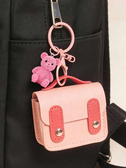 Mini Coin Purse Keychain Charm With Little Bear Charm,Cute Cosmetic Bag Keychain For Women, Mini Backpack Keychain, Personalized Bag Charms,Multi-Colored Leather Charm,PU Mini Backpack Charm,Suitable For Fashion Styling, Back-To-School, Coin Storage, Daily Use, Gifting,Perfect Gift For Ladies, Family Members, Friends, Loved Ones, Unique Birthday Gifts, Holiday Gifts, Party Gifts, Mother's Day Gifts, Wedding Gifts, Back-To-School Gifts