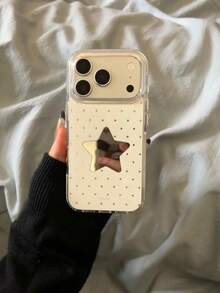 Mirror Star Phone Case Compatible With Apple 17, Mirror 16 Pro Max New 17 Pro Women 15 Pro Anti-Fall 14 Pro Protective Cover 15 Premium Full Coverage 18 Pro Max Polka Dot 18 - White - View 4
