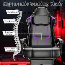 Gaming Chair Computer Chair with Footrest and Lumbar Support Ergonomic Video Game Chair with Headrest Height Adjustable Gamer Chair Office Desk Chair Purple - Púrpura - Ver 6